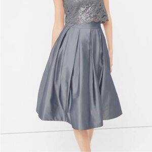White House Black Market Shimmering Silver A-line Skirt